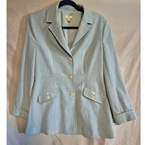 J.Jill‎ Womens Blazer Jacket Size 10 Light Blue Stretch Career Office